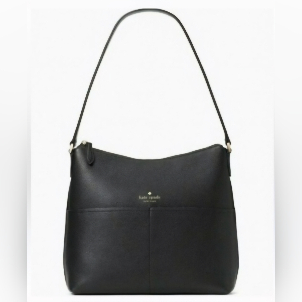 NWT Kate Spade Bailey Shoulder Bag Purse K4650 Textured Black Leather